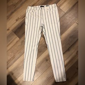 BANANA REPUBULIC MID-RISE SKINNY WHITE & BLUE STRIPED 5 POCKET JEAN SIZE 32 X 31